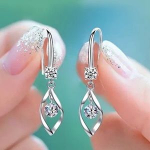 Silver Zirconia Rotary Tassel Earrings